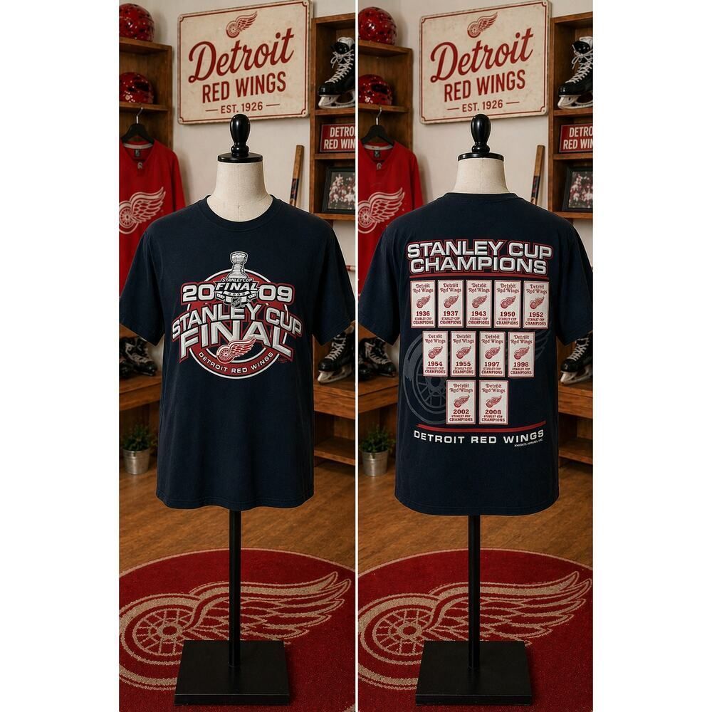 Detroit Red Wings 2009 Stanley Cup Finals Tee NHL Champions Shirt M